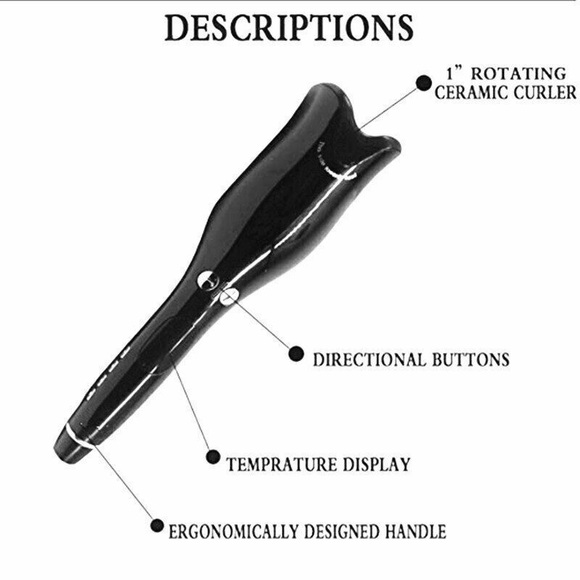 AIKO Ceramic Auto Rotating Hair Air Spin Curler Curling Iron Barrel LCD Display - Picture 4 of 12